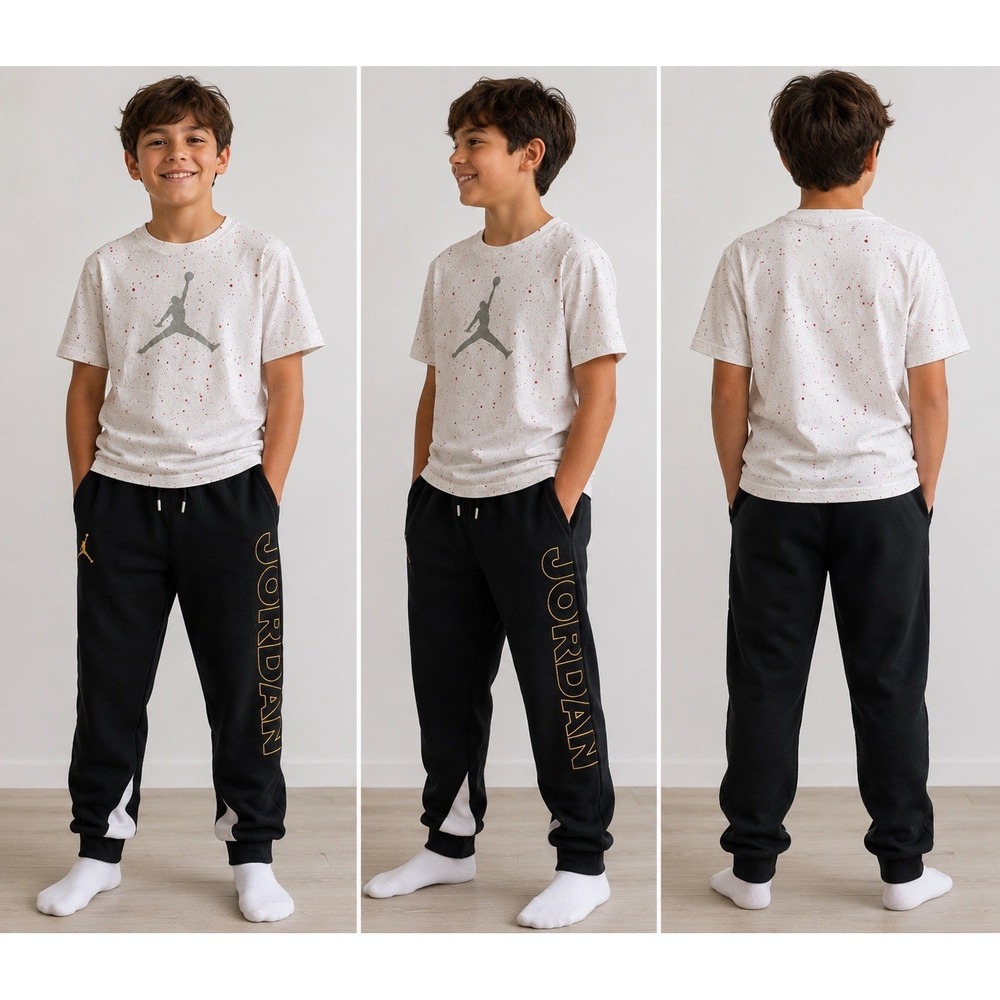 Jordan Lot Of 2 Boys XL Jogger Sweatpants‎ Black Gold Tshirt White Red Jump
